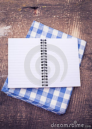 Open empty notebook on wooden background Stock Photo