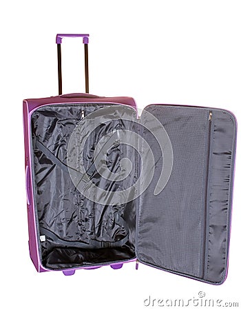 Open empty roll-aboard suitcase Stock Photo