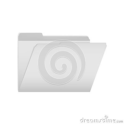 Open empty tabbed file folder isolated on white realistic vector mockup Vector Illustration