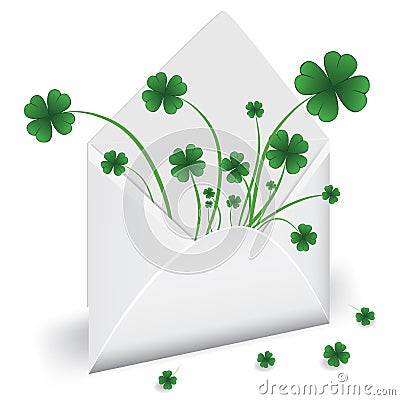 Open envelope with clover Vector Illustration