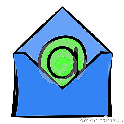 Open envelope with e-mail sign icon, icon cartoon Vector Illustration