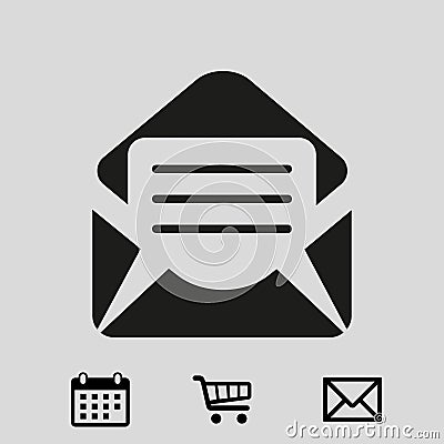 Open envelope mail icon, vector illustration. Flat design style Vector Illustration