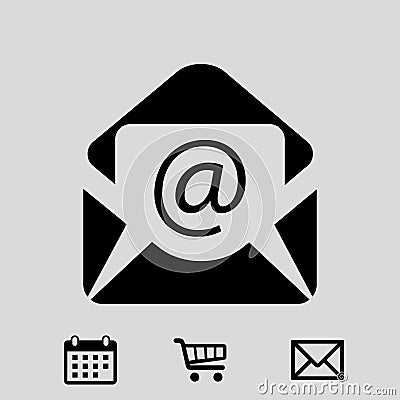 Open envelope mail icon, vector illustration. Flat design style Vector Illustration