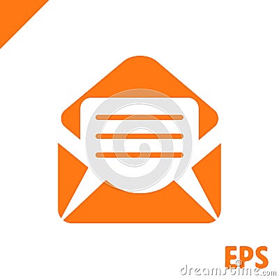 Open envelope mail icon, vector illustration. Flat design style Vector Illustration