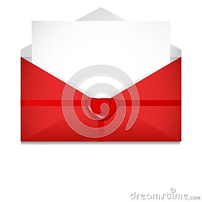Open envelope. Sealing wax. St. Valentine`s Day concept Stock Photo