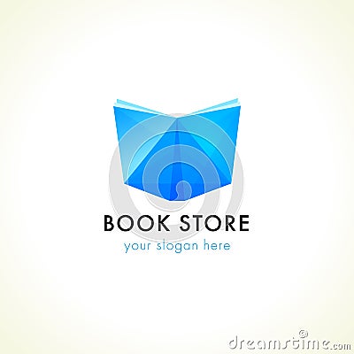 Open facet blue book logo Vector Illustration