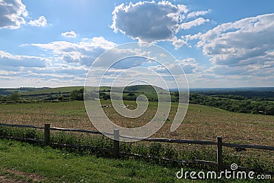 Open farmland on the Sussex South Downs. Stock Photo