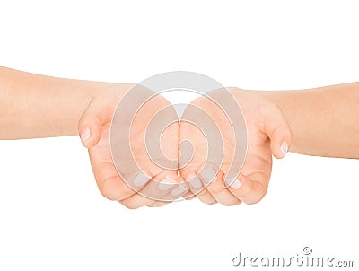 Open female hands on an isolated Stock Photo