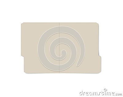 Open file folder with cut tab isolated on white background realistic mock-up. Letter size tabbed manila folder vector template Vector Illustration