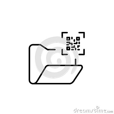 Open file folder and qr code. File labelling and fast access. Pixel perfect vector icon Vector Illustration