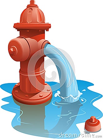 Open Fire Hydrant Vector Illustration