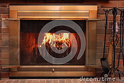 Open fire place Stock Photo