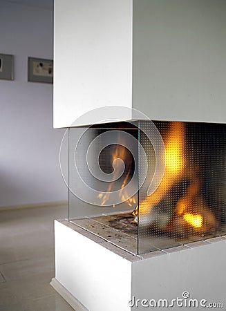 Open fire place Stock Photo