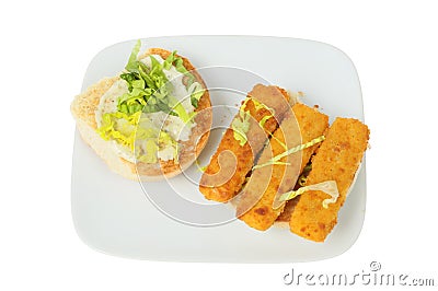 Open fish finger roll Stock Photo