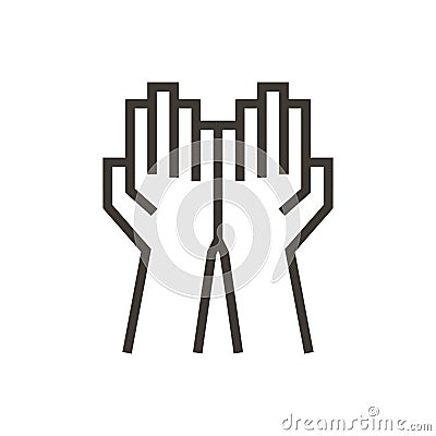 Open folded hands icon. Vector illustration representing praying, giving, support and humanitarian concepts Vector Illustration