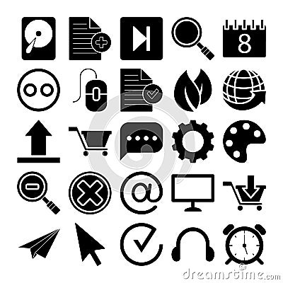 Open folder, arrow in, Search, with a question, arrow from, Configure, refresh icons set. Vector minimalistic illustrations pack Cartoon Illustration