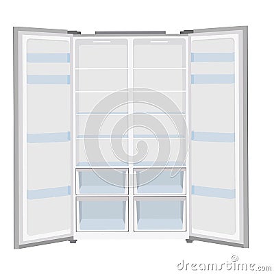 Open fridge full of fresh fruits and vegetables Cartoon Illustration