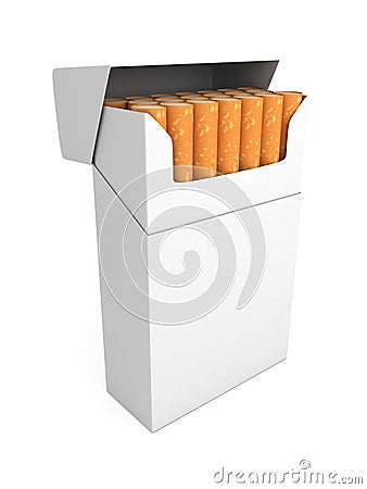 Open full pack of cigarettes isolated Stock Photo