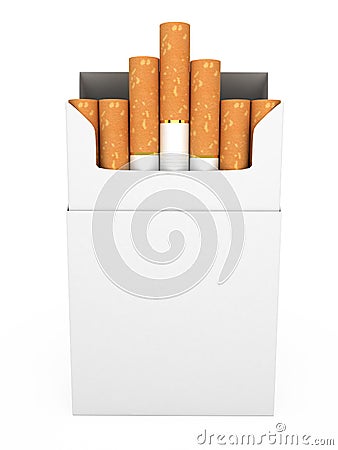 Open full pack of cigarettes isolated Stock Photo