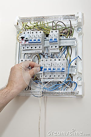 Open fuse box Stock Photo