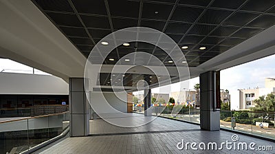 Open gallery with glass parapet Stock Photo