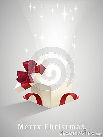 Open gift box with sparkling lights Vector Illustration