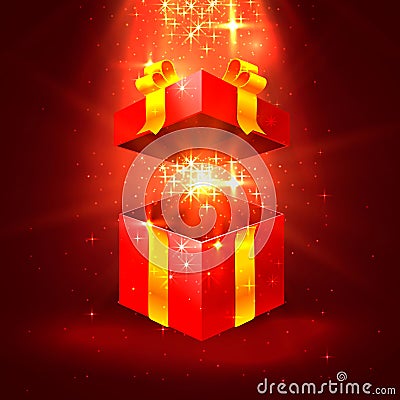 Open gift stars. Vector Illustration