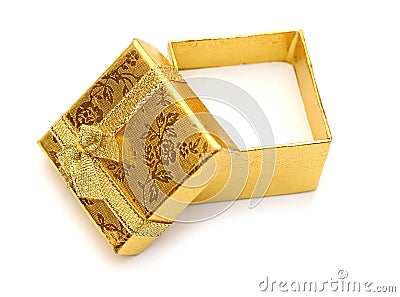 Open golden gift boxes Stock Photo