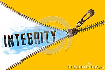 Integrity word under zipper Stock Photo