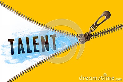 Talent word under zipper Stock Photo