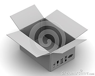 An open gray carton box Cartoon Illustration