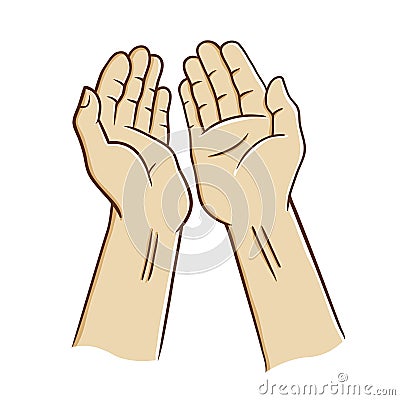 Open Hands Praying Vector Illustration