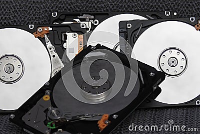 Open hard drives Stock Photo