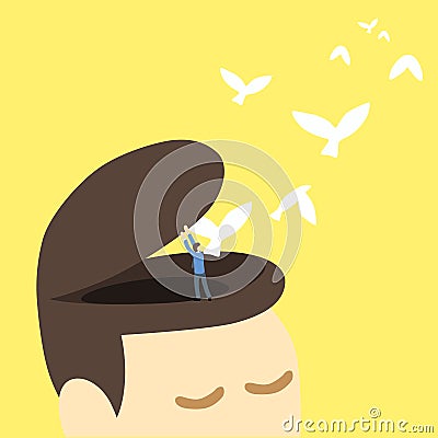 Open head free your mind free bird. Stock Photo