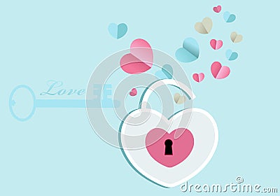 Open heart lock Vector Illustration
