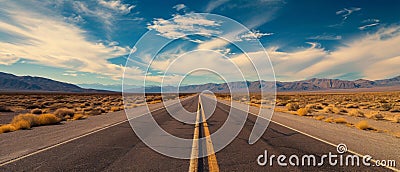 An Open Highway Beckons, Inviting Adventure On A Desert Journey Stock Photo
