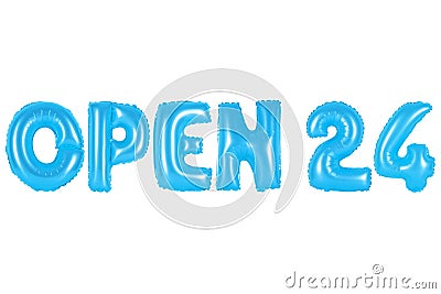 Open 24 hours, blue color Stock Photo