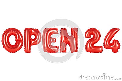 Open 24 hours, red color Stock Photo