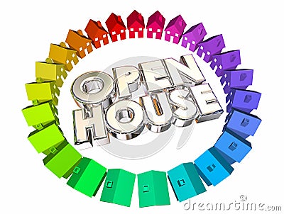 Open House Homes for Sale Words Stock Photo