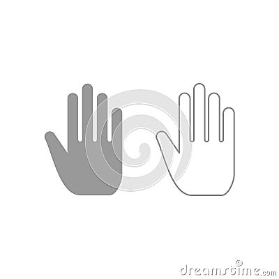 Open human hand icon. Grey set . Vector Illustration
