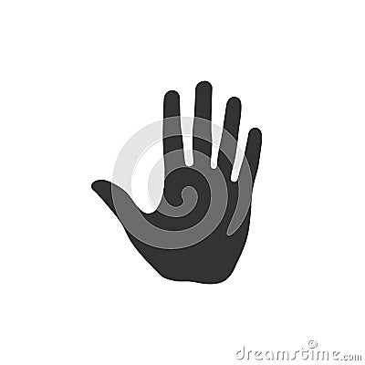 Open human palm hand illustration. High five symbol isolated on white background. Vector Illustration