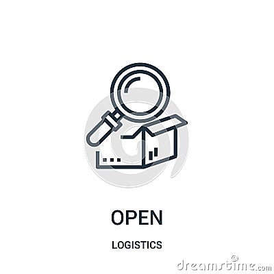 open icon vector from logistics collection. Thin line open outline icon vector illustration. Linear symbol for use on web and Vector Illustration