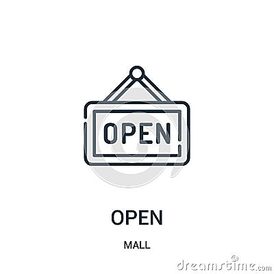 open icon vector from mall collection. Thin line open outline icon vector illustration. Linear symbol for use on web and mobile Vector Illustration