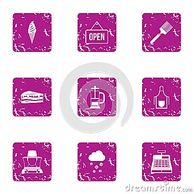 Open icons set, grunge style Vector Illustration