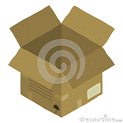 Open isometric carton package box. Vector Illustration