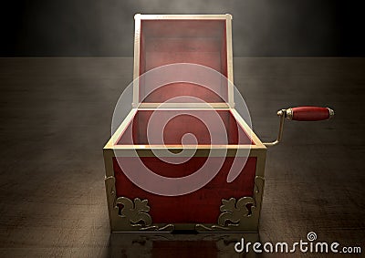 Open Jack-In-The-Box Antique Stock Photo