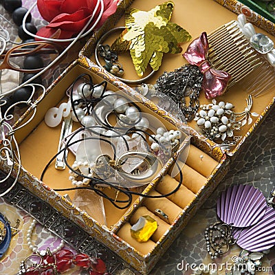 Open jewelry box. Stock Photo