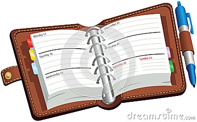 Open leatherbound diary Vector Illustration