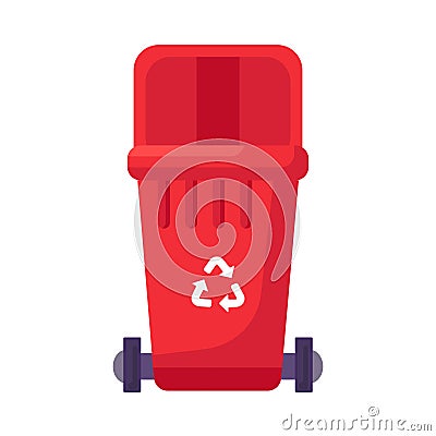 Open Lid Transportable Hazardous Waste Container Vector Illustration