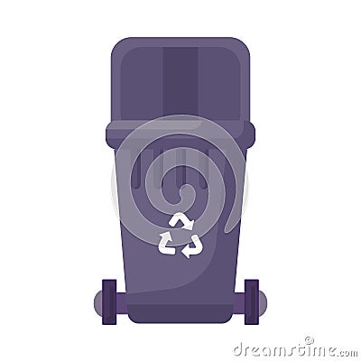 Open Lid Transportable Metal Waste Container Vector Illustration